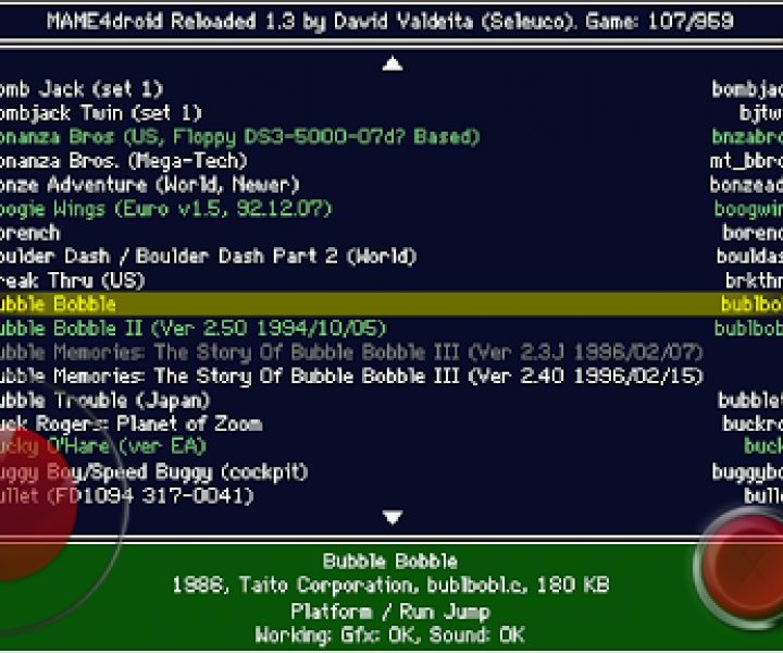MAME4droid app screenshot.