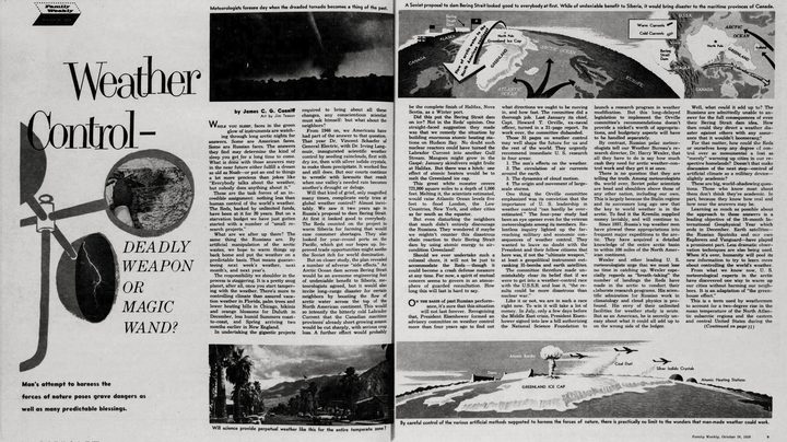 Weather Control Newspaper Article featuring Dr. Harry Wexler in 1958