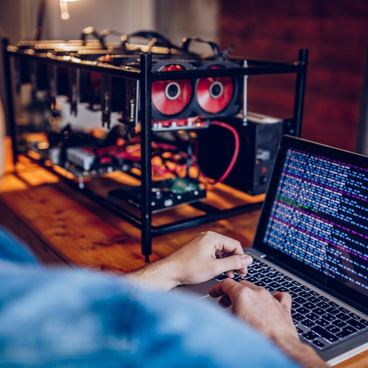 A cryptocurrency mining rig from a computer graphic card.