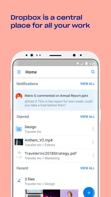 Dropbox notifications.