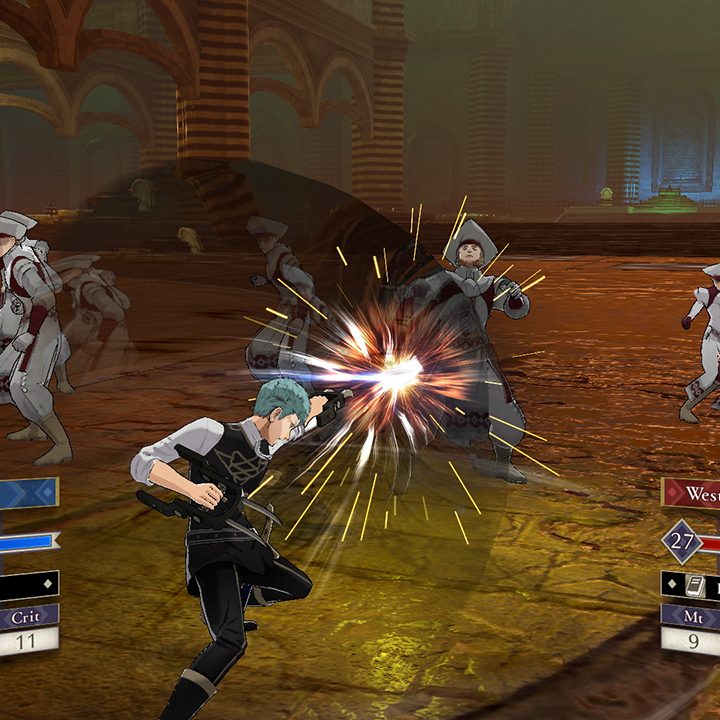 Caspar attacking in Fire Emblem: Three Houses.