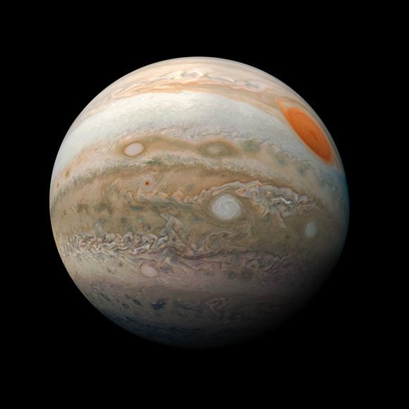 This image of Jupiter was taken on February 12, 2019, as Juno performed its 18th close flyby of the planet.