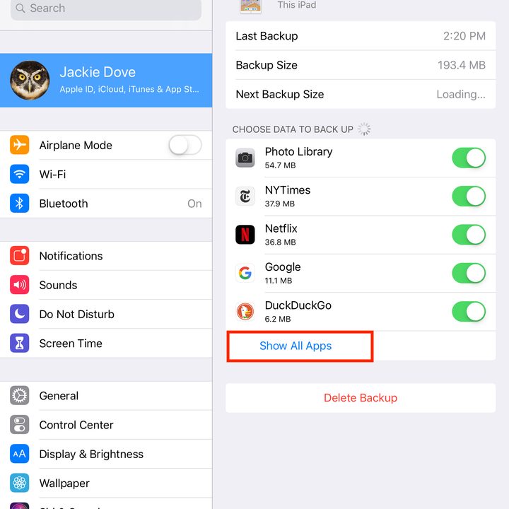 how to back up an ipad manage2