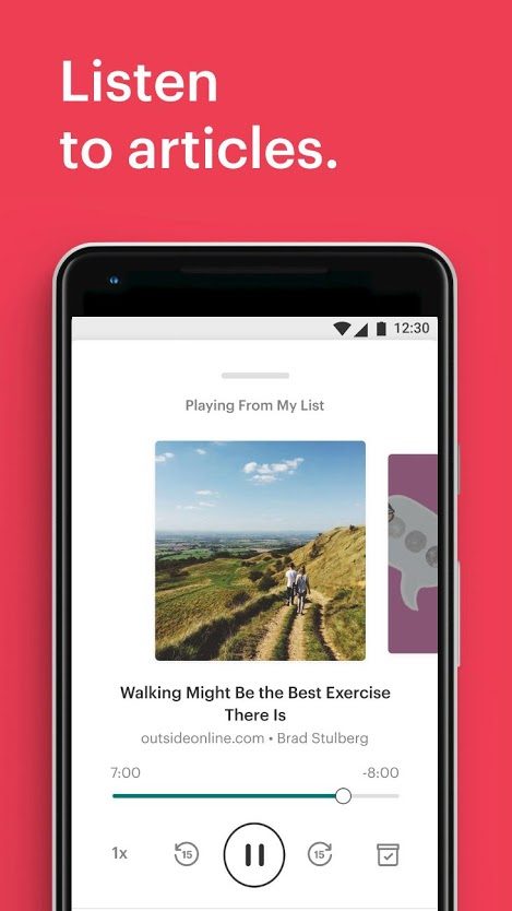 Pocket app audio.