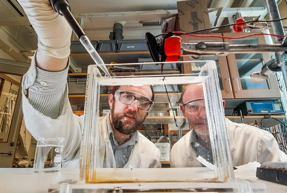 Researchers at Linköping University working in a lab