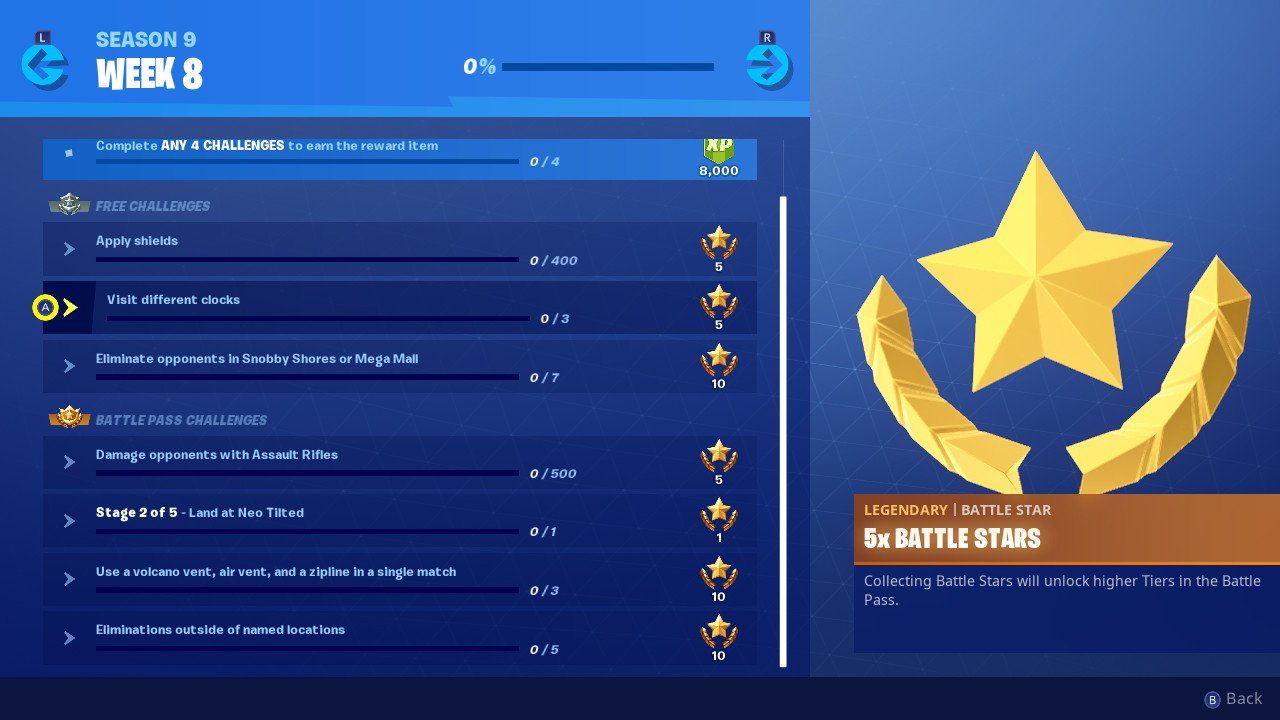 fortnite week 8 challenges fortnite clocks