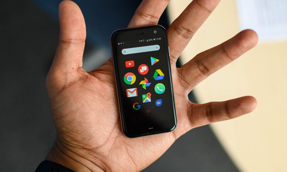 A Palm (2018) phone in someone's hand.