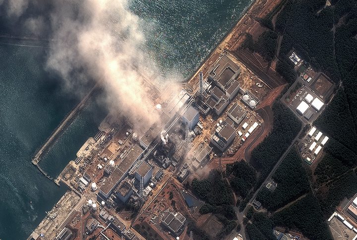 fukushima power plant disaster aerial photo
