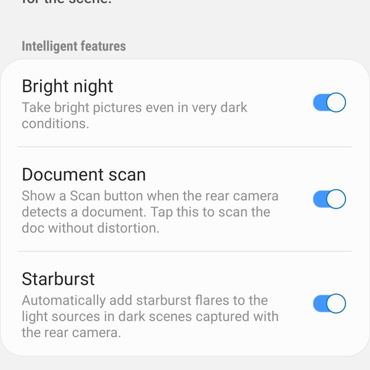 Samsung Galaxy S10 Scene Optimizer
