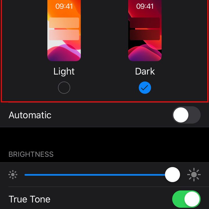 how to turn on dark mode in ios 13 use settings 2