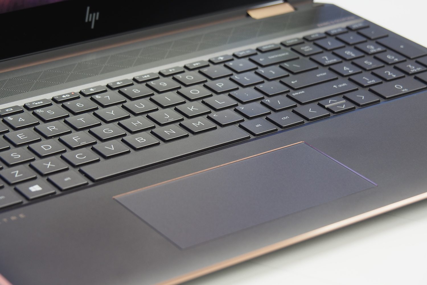 HP Spectre x360 15 showing keyboard and touchpad.