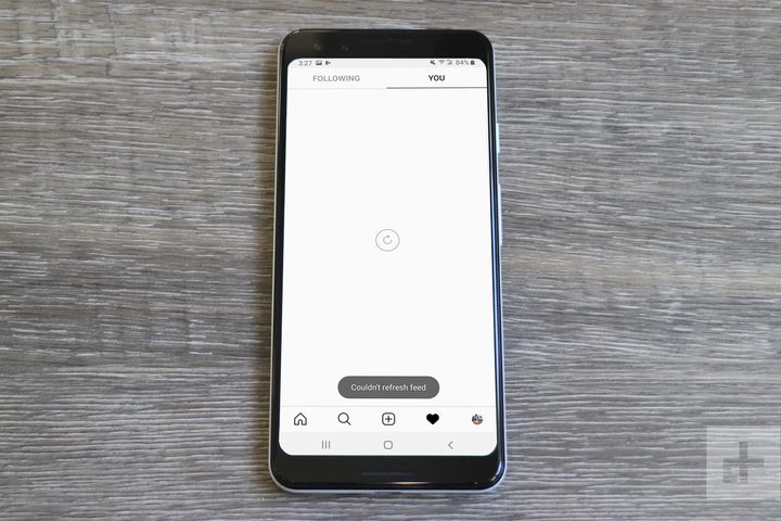google pixel 3 showing instagram being down