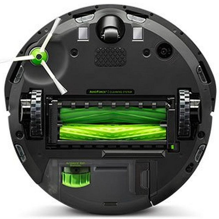 Underside of iRobot Roomba showing charging contacts.
