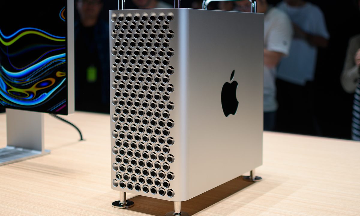 Apple's Mac Pro on a table at a press event.