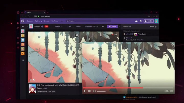 Opera GX web browser.
