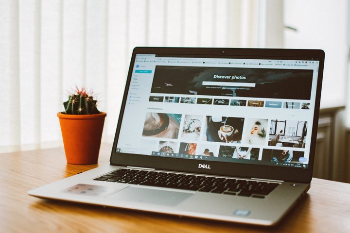 stock photo of laptop on desk