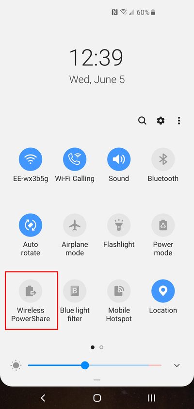 Choose Wireless PowerShare.