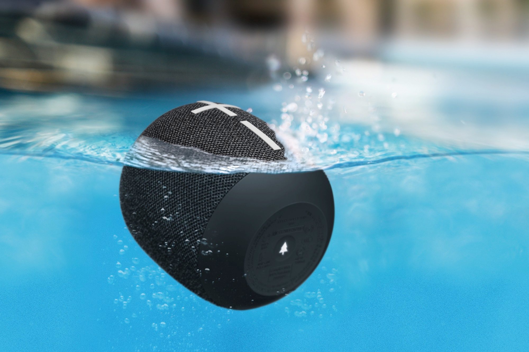 The Ultimate Ears Wonderboom 2 in a pool.