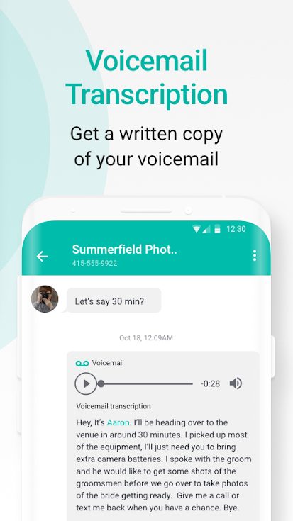 2ndLine voicemail translation.