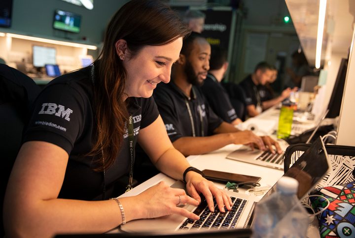 IBM staff working during The Championships 2018. Held at The All England Lawn Tennis Club, Wimbledon