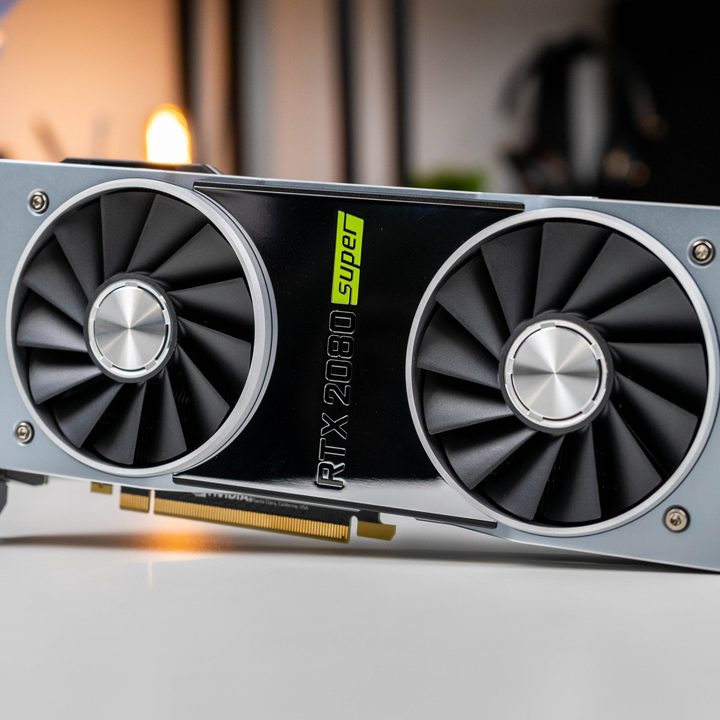 An Nvidia RTX 2080 Super card on a table.
