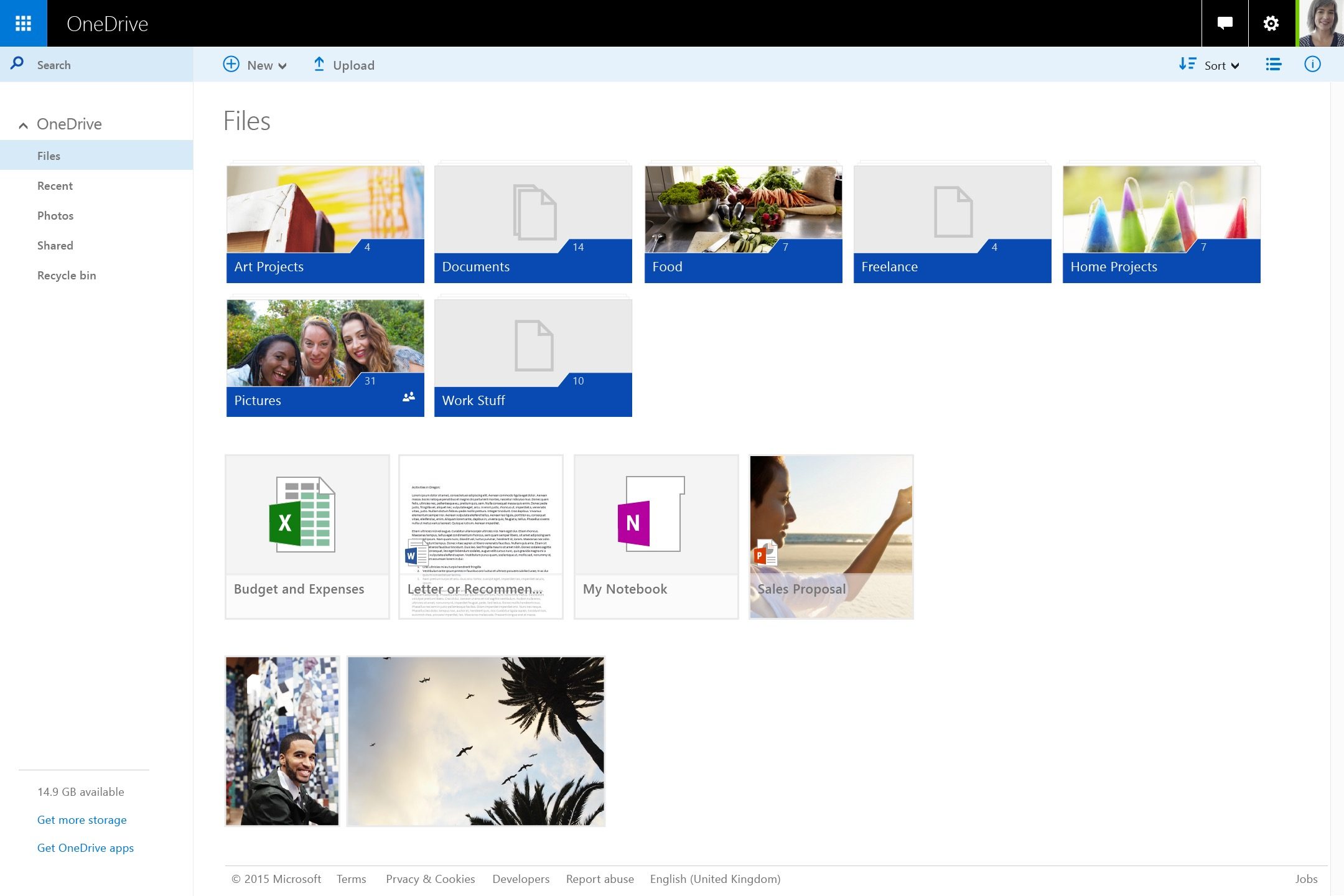 Microsoft OneDrive main interface