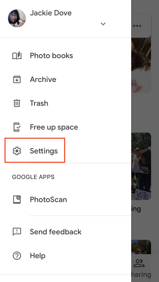 Google Photos Settings
