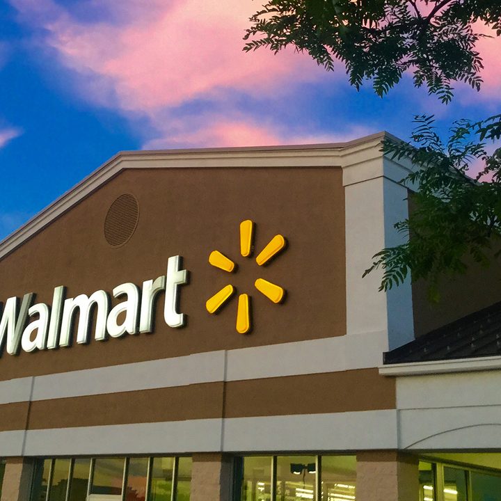 walmart marquee outside the store.