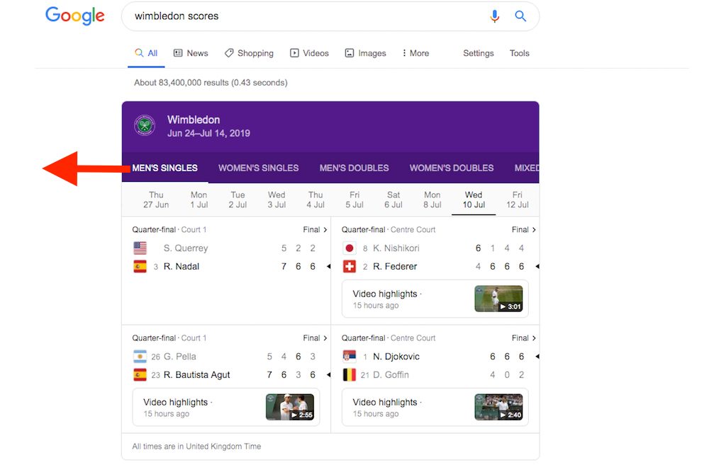 google hidden wimbledon tennis game news 1