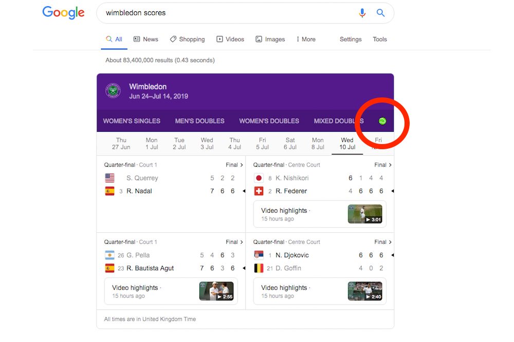 google hidden wimbledon tennis game news 2