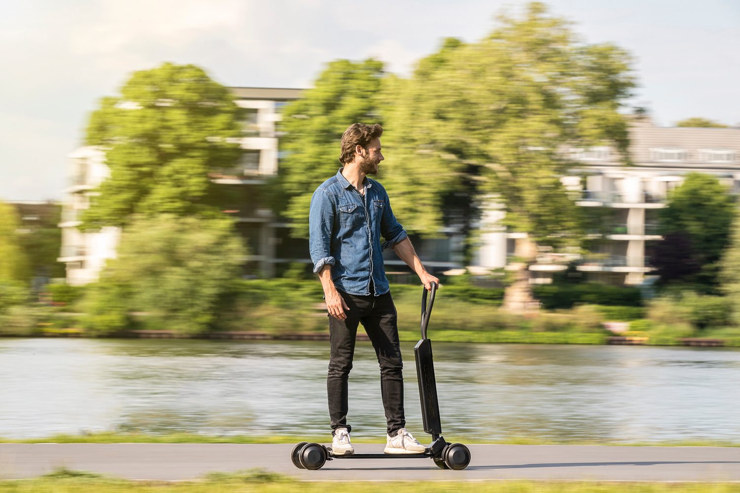 audi shows e tron scooter four wheeled electric skateboard concept combines with