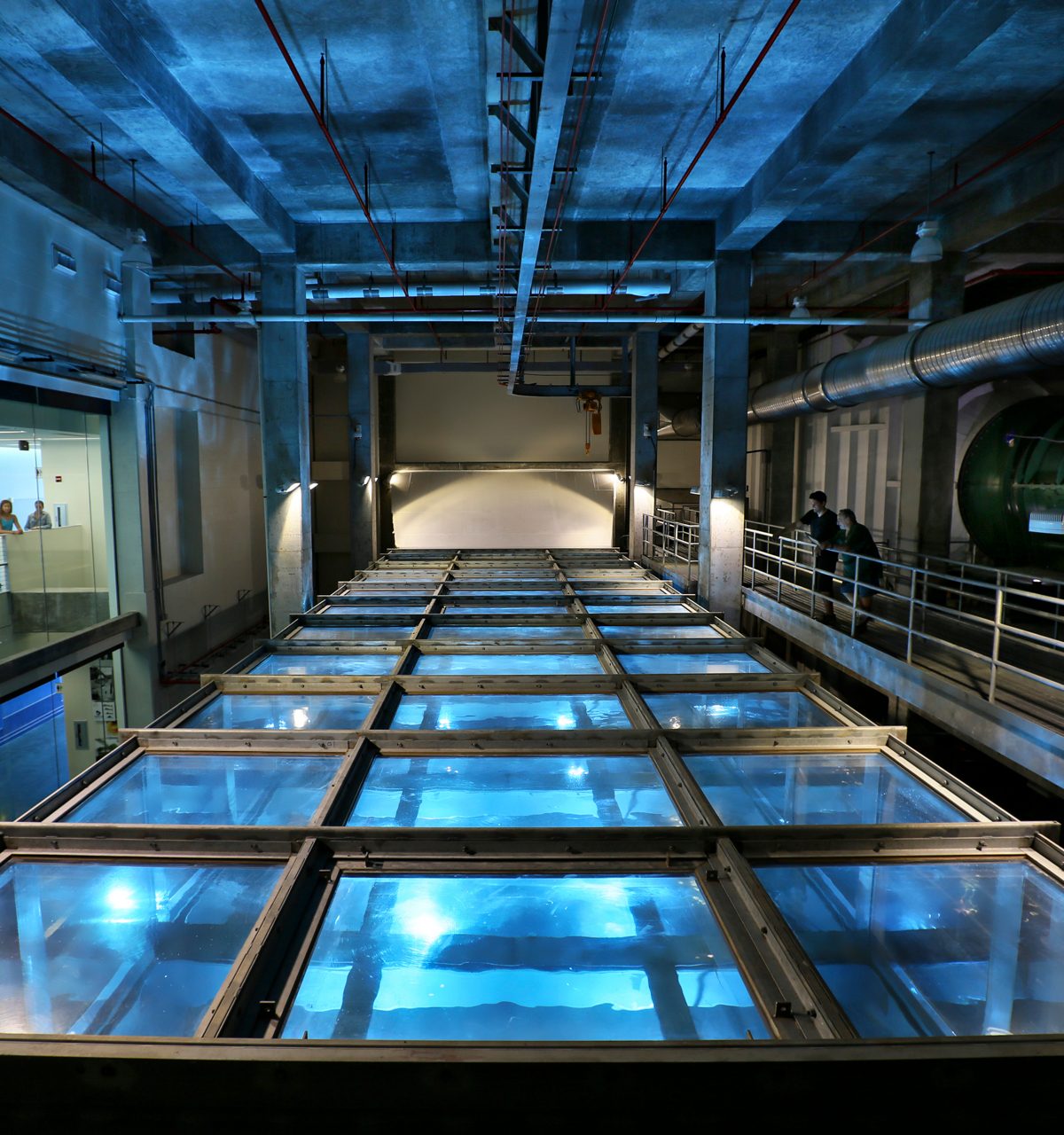 The Surge Structure Atmosphere Interaction Facility's hurricane simulator seen from above