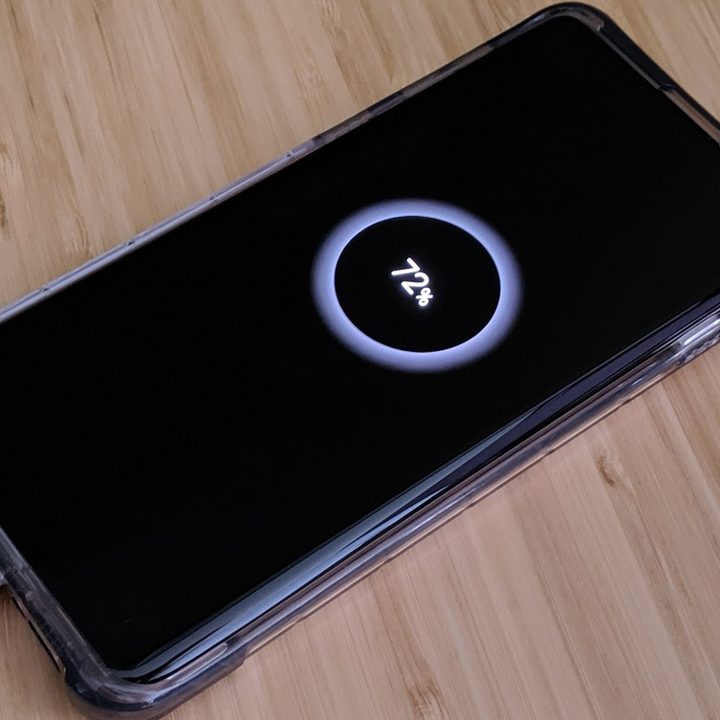 Charging a smartphone to 72 percent.