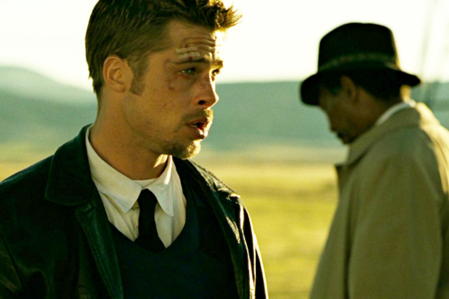 Brad Pitt and Morgan Freeman in Seven.