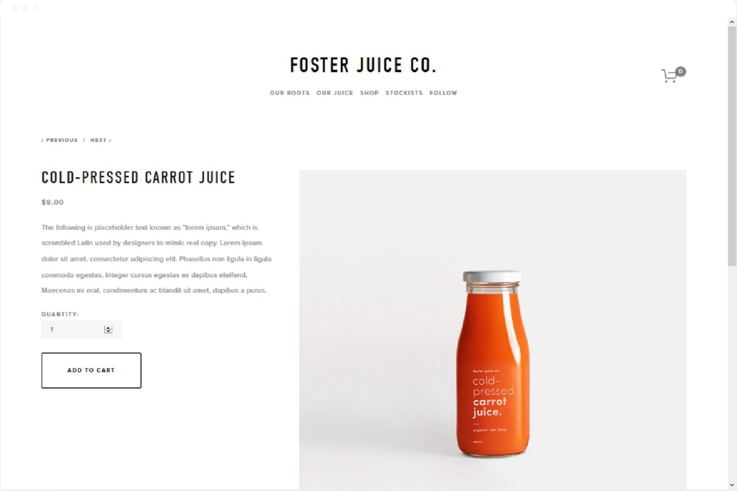 screenshot of Squarespace's Foster template demo
