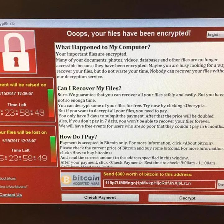 Wannacry Ransomware on a computer.