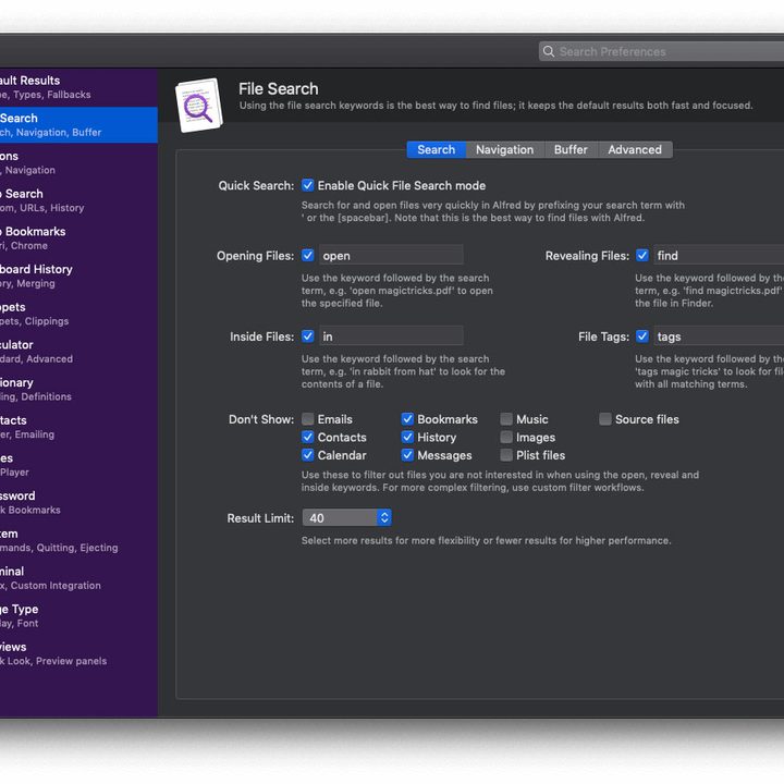 Alfred 4 running on a Mac.