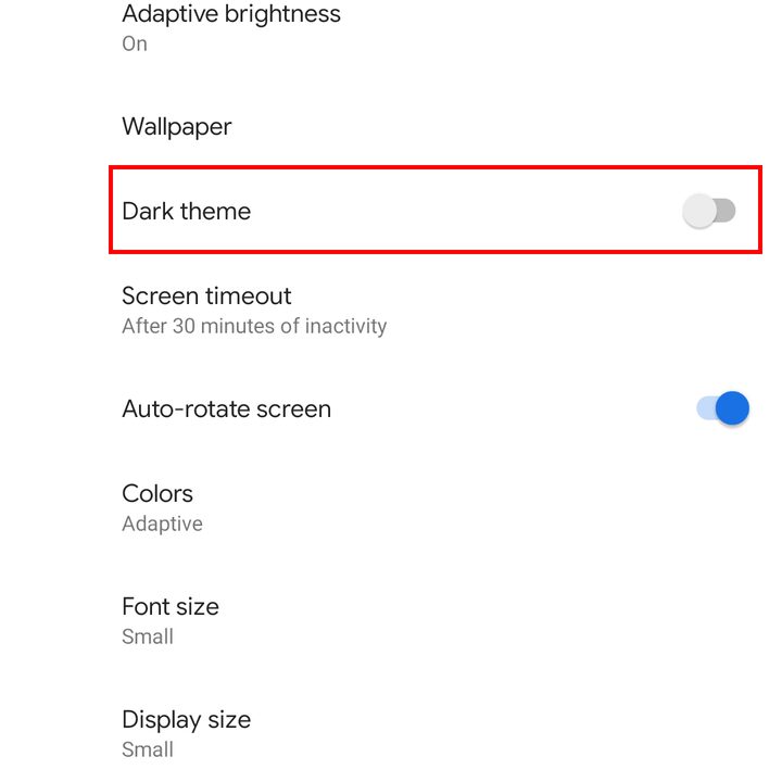 how to use dark mode in android 10 theme 2