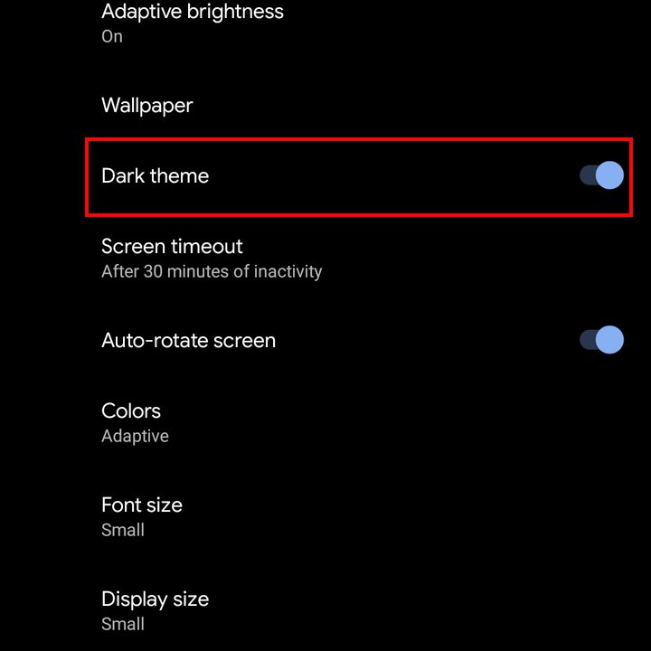 how to use dark mode in android 10 theme 3