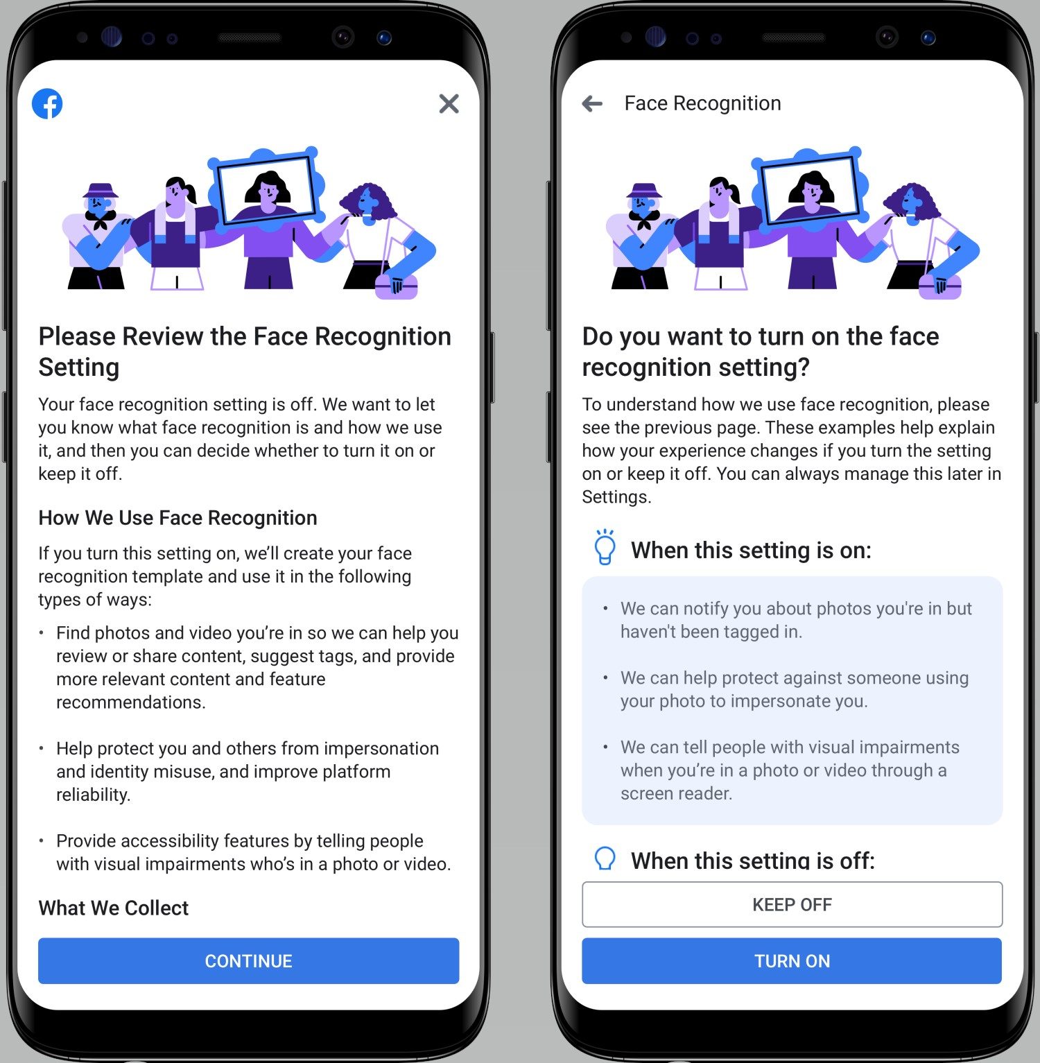 Facebook Facial Recognition Notice