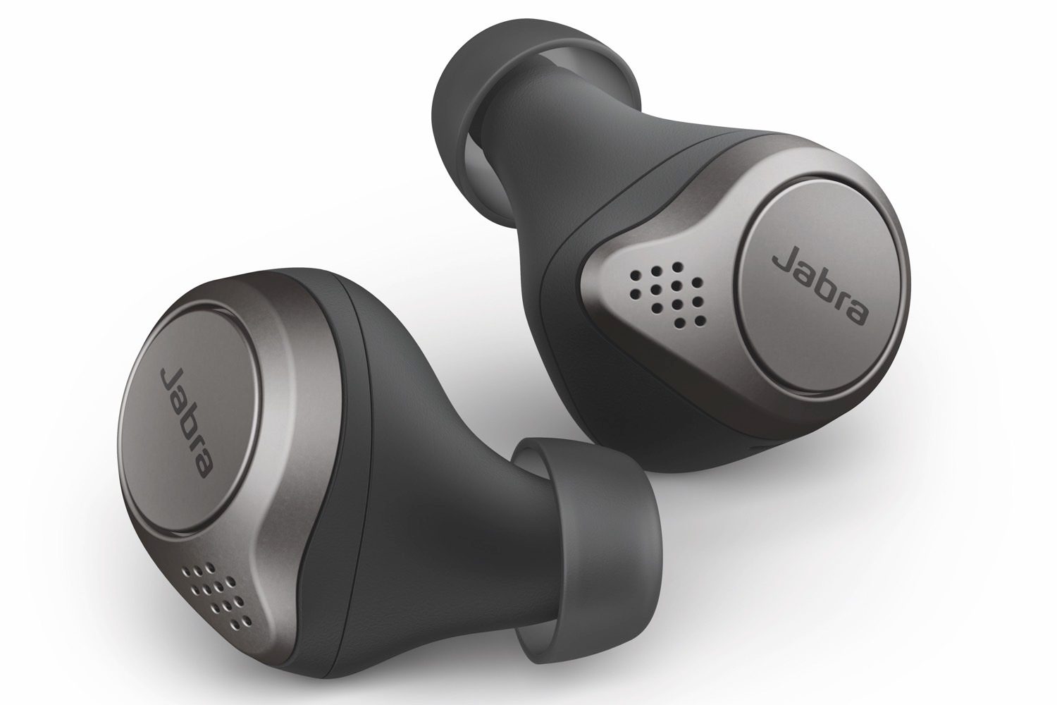 jabra elite 75t true wireless earbuds titanium black angled closeup lb