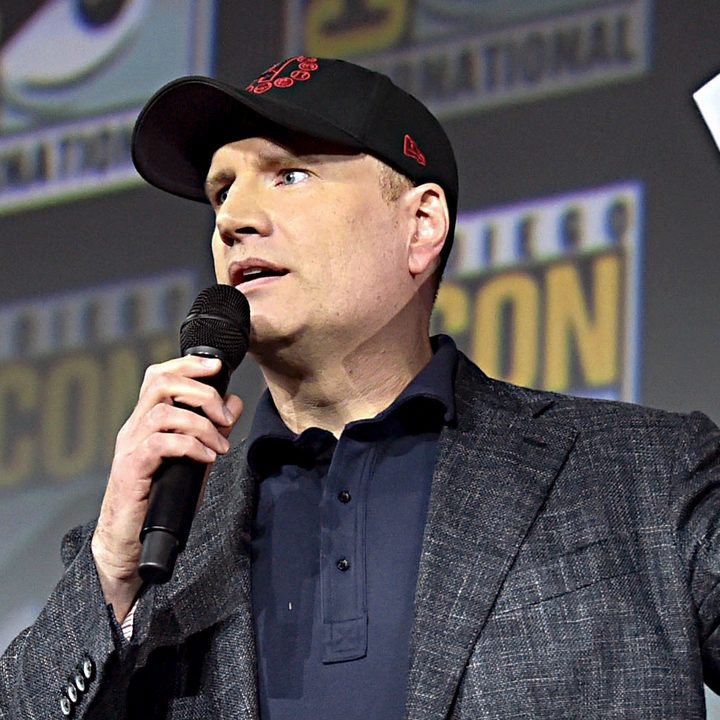 Kevin Feige speaking on stage at Comic-Con 2019