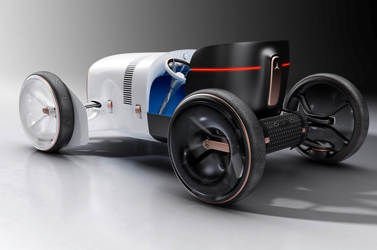 mercedes benz vision simplex is a retro futuristic sculpture