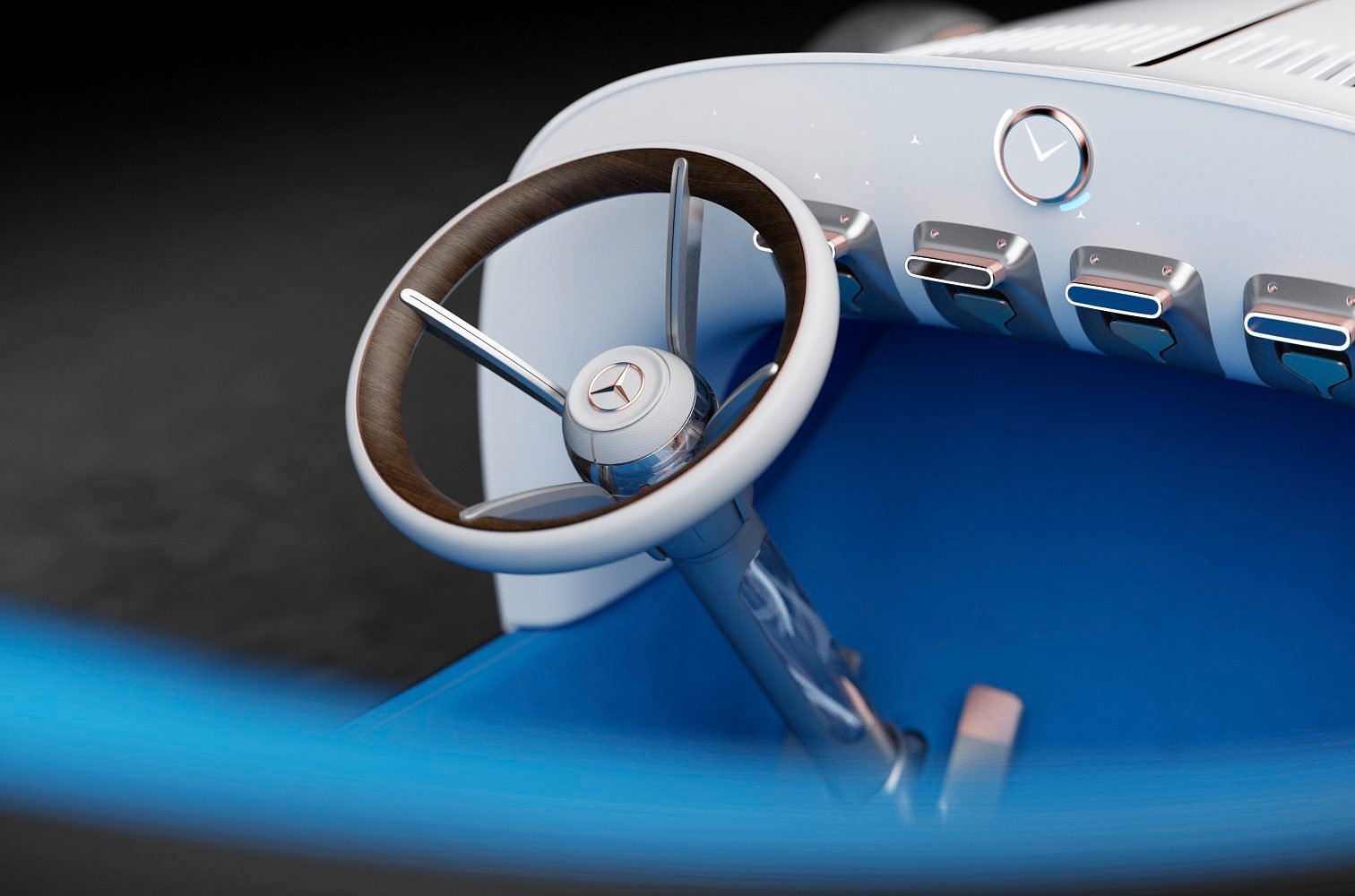 mercedes benz vision simplex is a retro futuristic sculpture