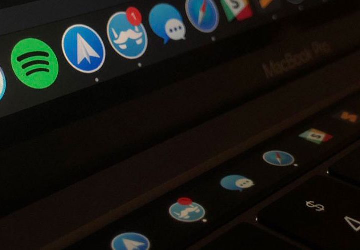 The TouchBar displaying dock apps.