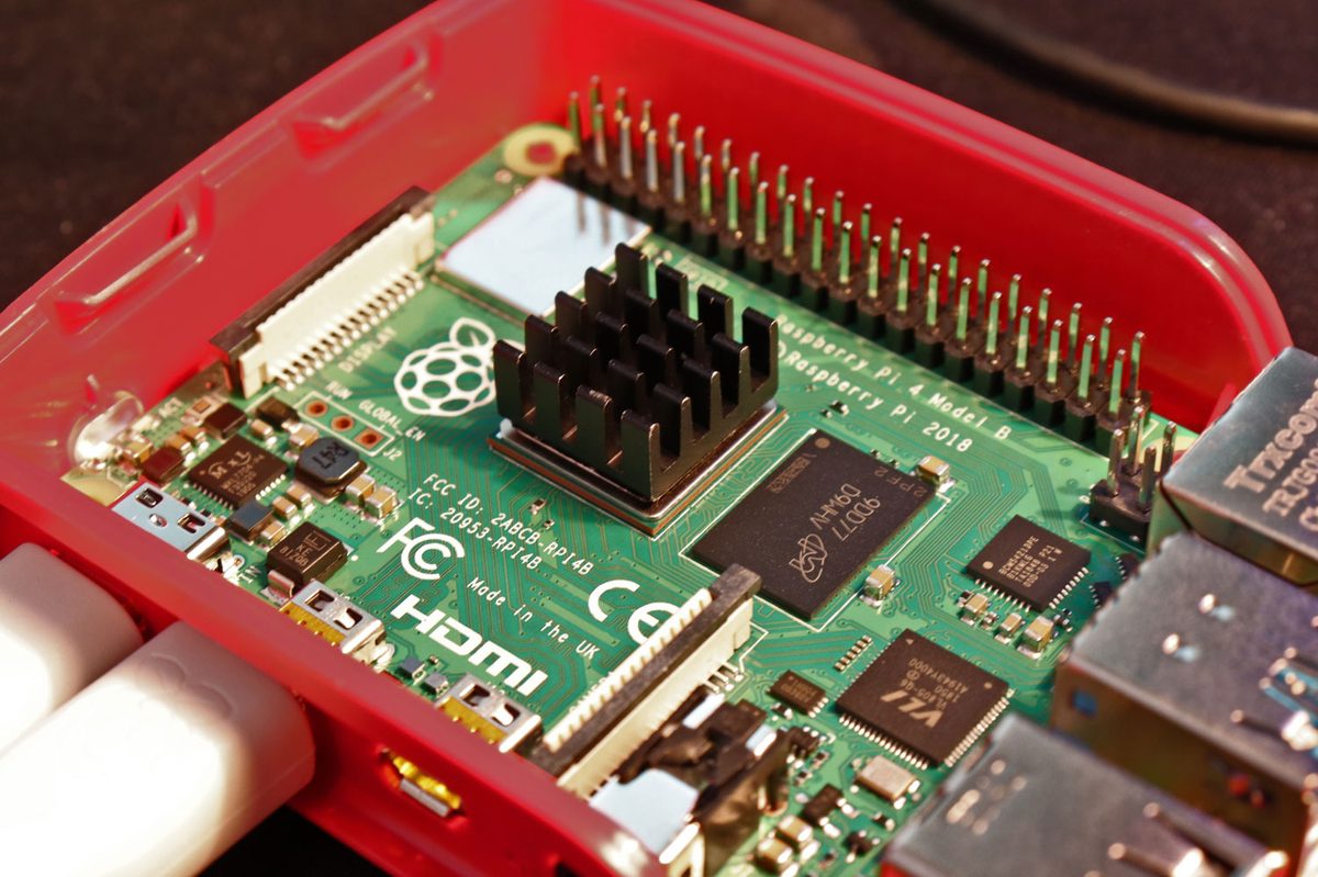The Pi4 with a small heatsink on its SoC