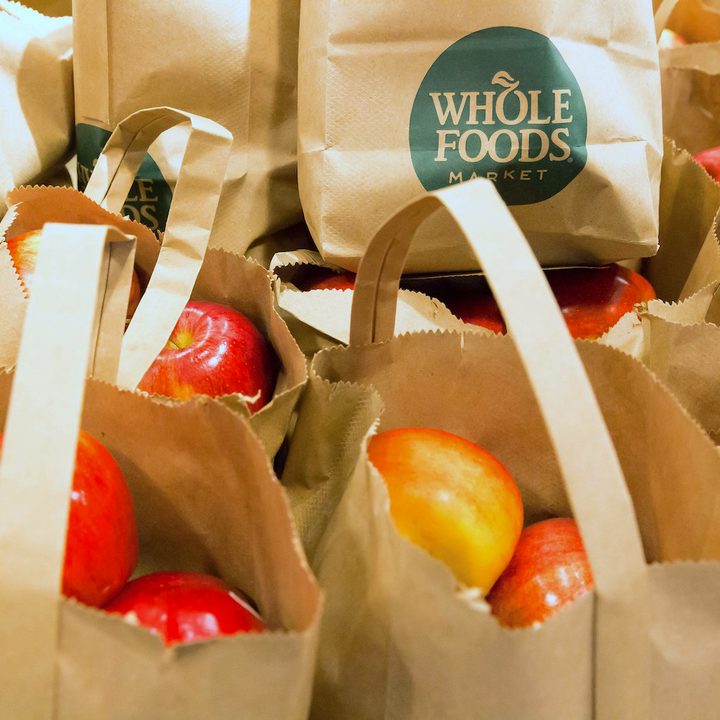 Whole Foods shopping bags.