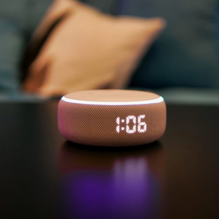 Amazon Echo Dot 3rd Gen Clock angle