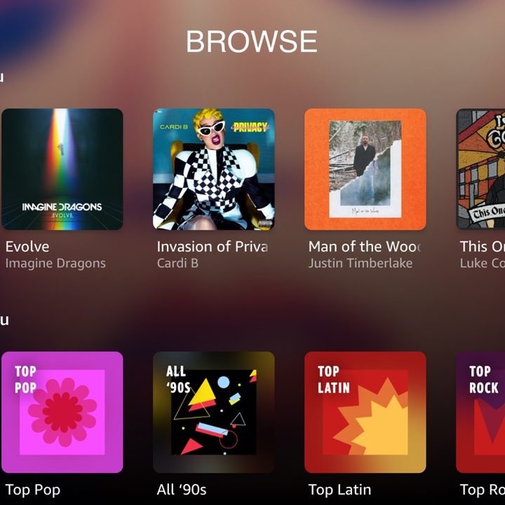 Amazon Music on Apple TV.
