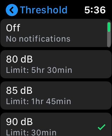 WatchOS 6's Noise threshold.